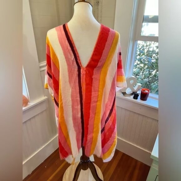 Do Everything in Love Colorful Bright Striped Poncho Swim Cover Up OSFM - Picture 1 of 4